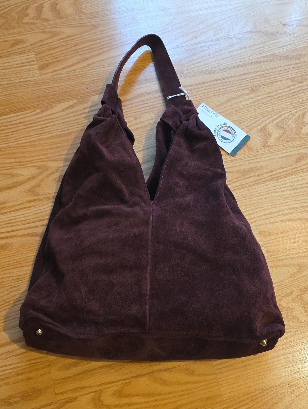 Anna Paola Italian Leather Shoulder Bag in Dark Brown